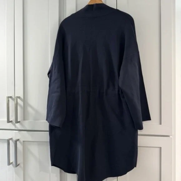 Chicos Womens Travelers Sweater Dark Navy Blue Heavy Open Front Cardigan Sz 2 Lg - Picture 3 of 7